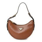 Prada Soft Calfskin Arque Shoulder Bag Cognac