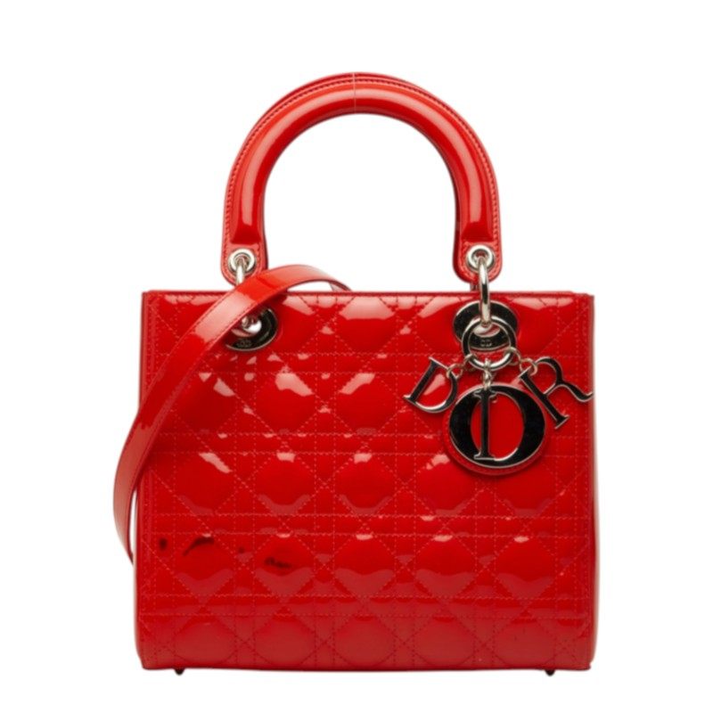 Dior Lady Dior Cannage Patent Leather 2way Bag