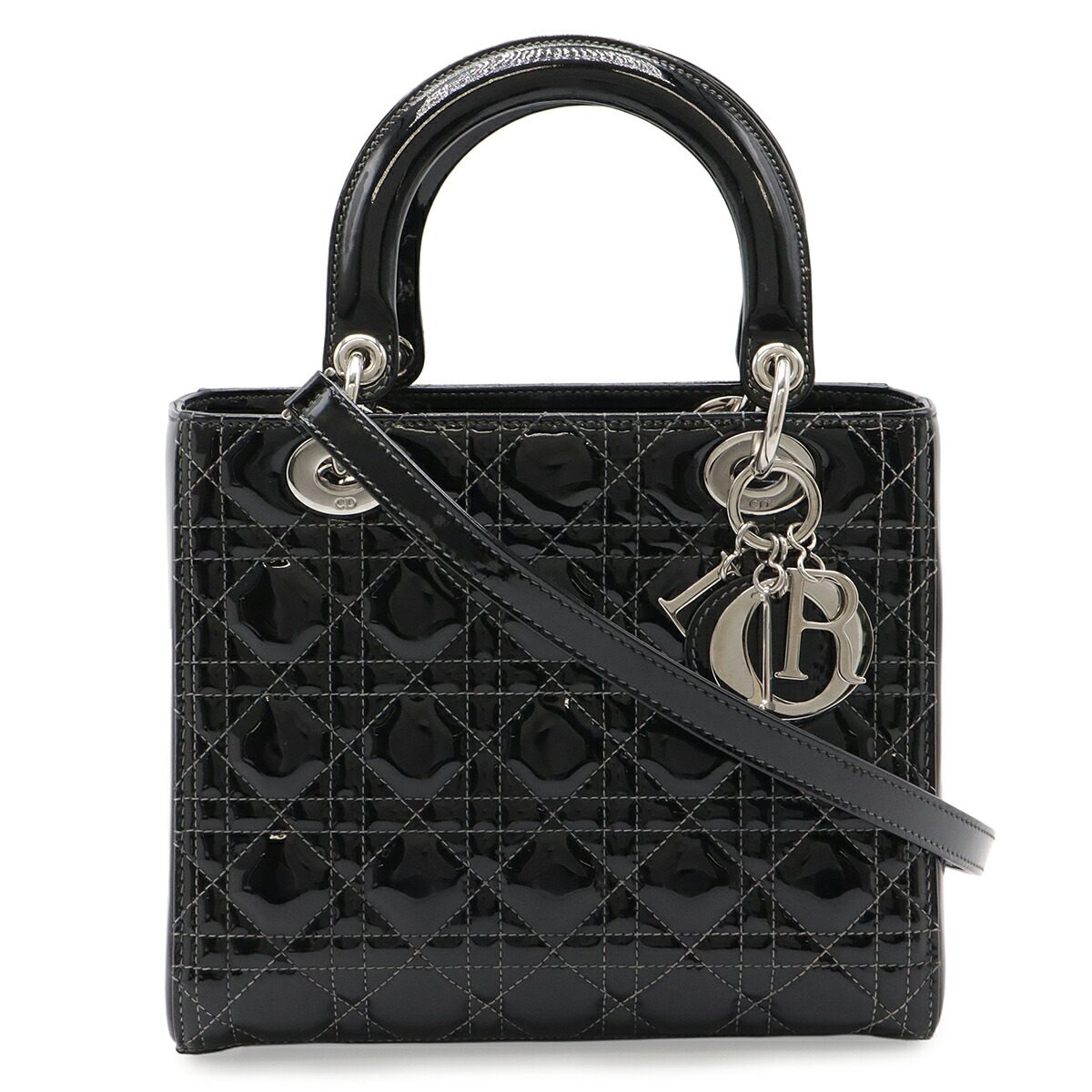 Christian Dior Lady Dior Patent Leather 2way Bag