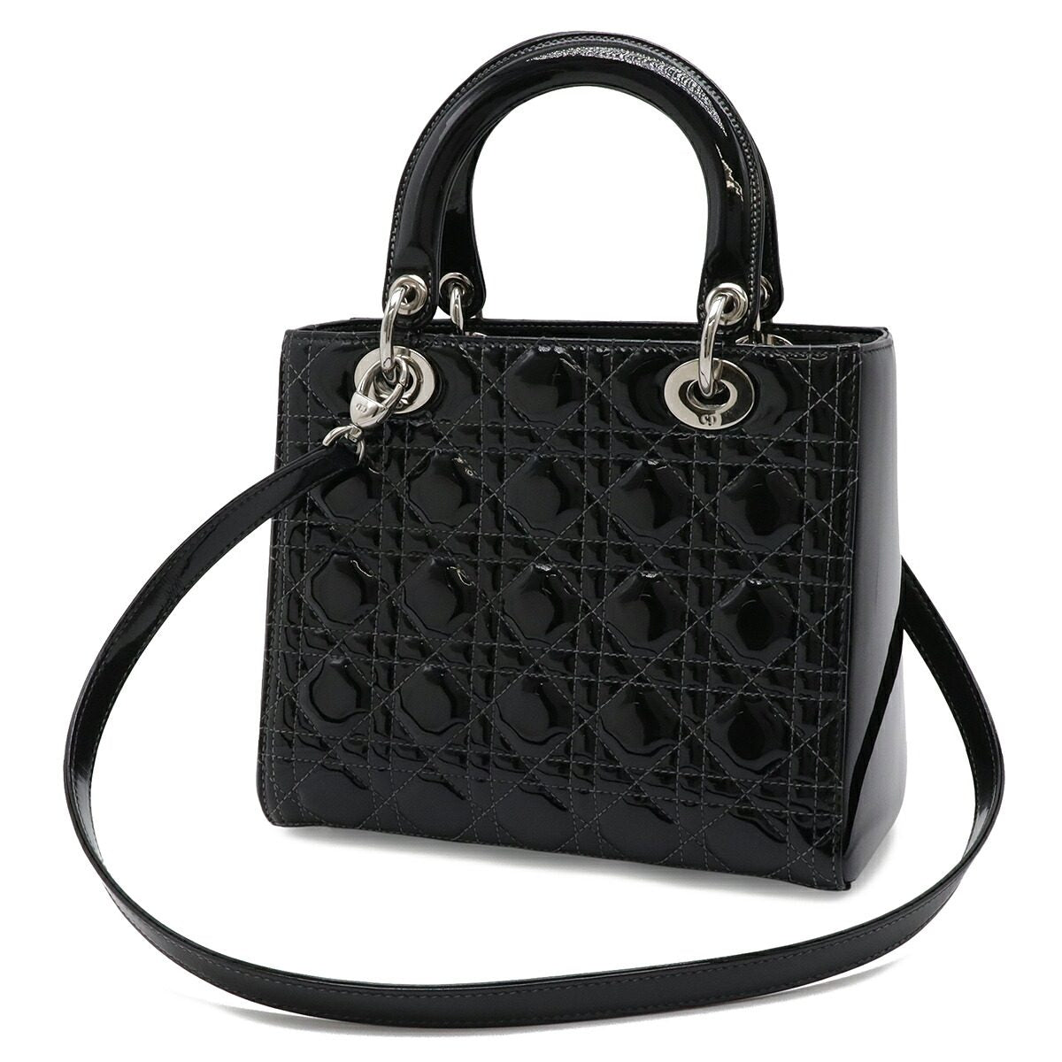 Christian Dior Lady Dior Patent Leather 2way Bag