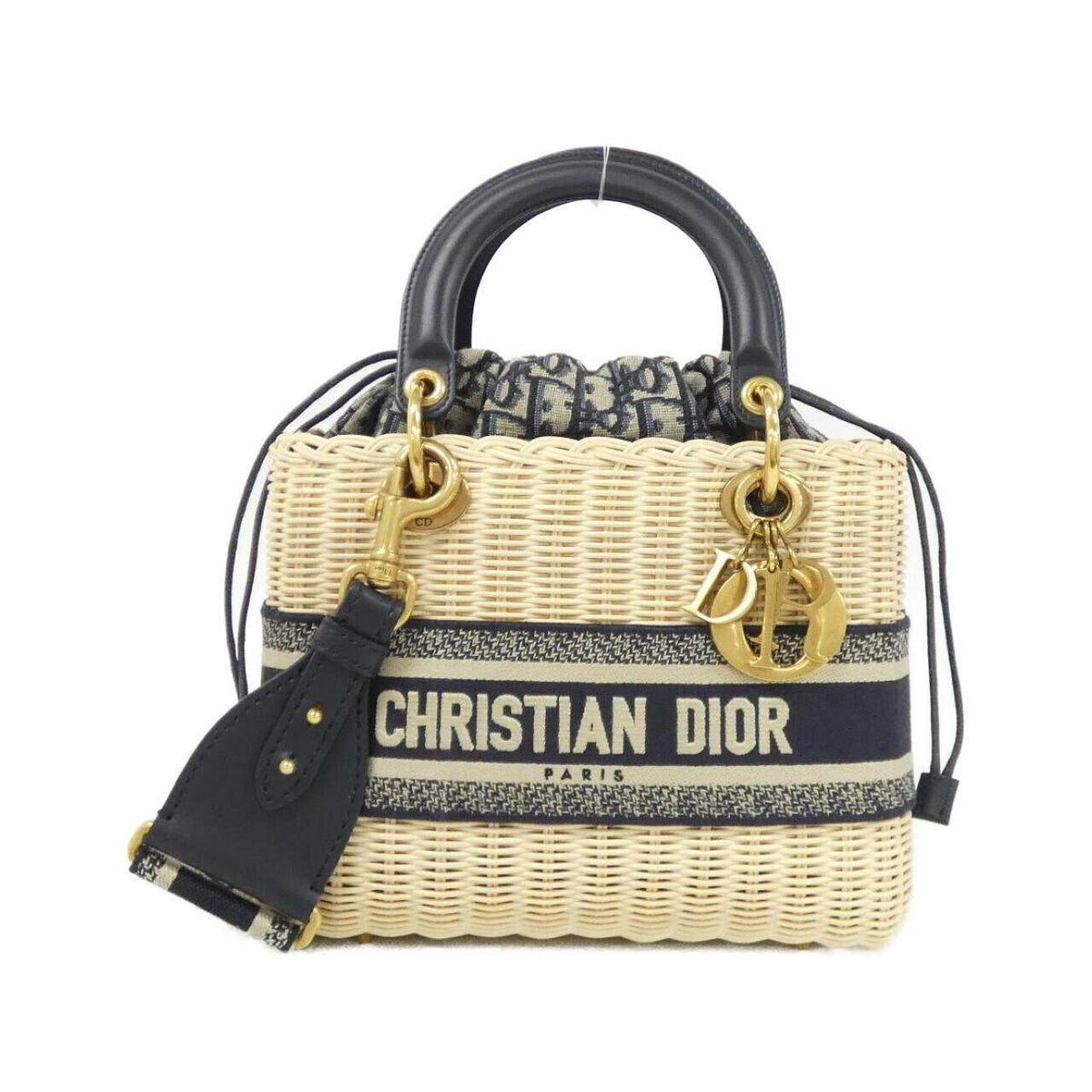 Christian Dior Dior Oblique Lady Dior Medium Wicker Canvas Bag