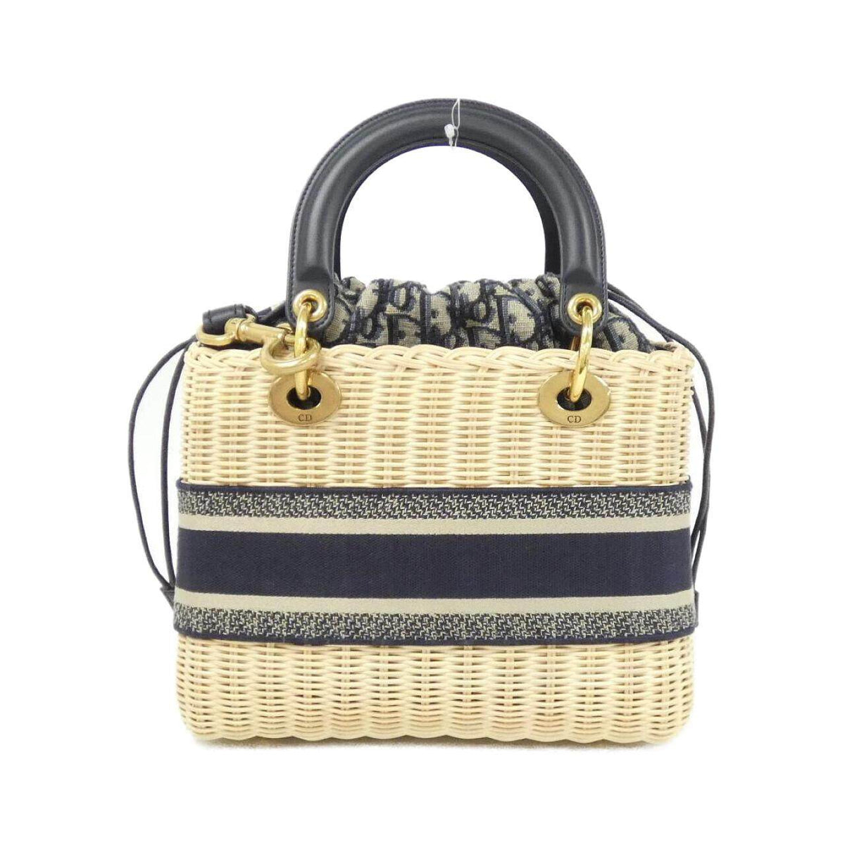 Christian Dior Dior Oblique Lady Dior Medium Wicker Canvas Bag