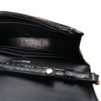 Shiny Calfskin Monochrome Crocodile Embossed Hourglass Chain Bag Black