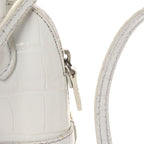 Calfskin Logo Crocodile Embossed Mini Ville Top Handle Bag White Black