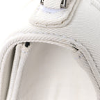 Denim Patchwork Small Hourglass Top Handle Bag White