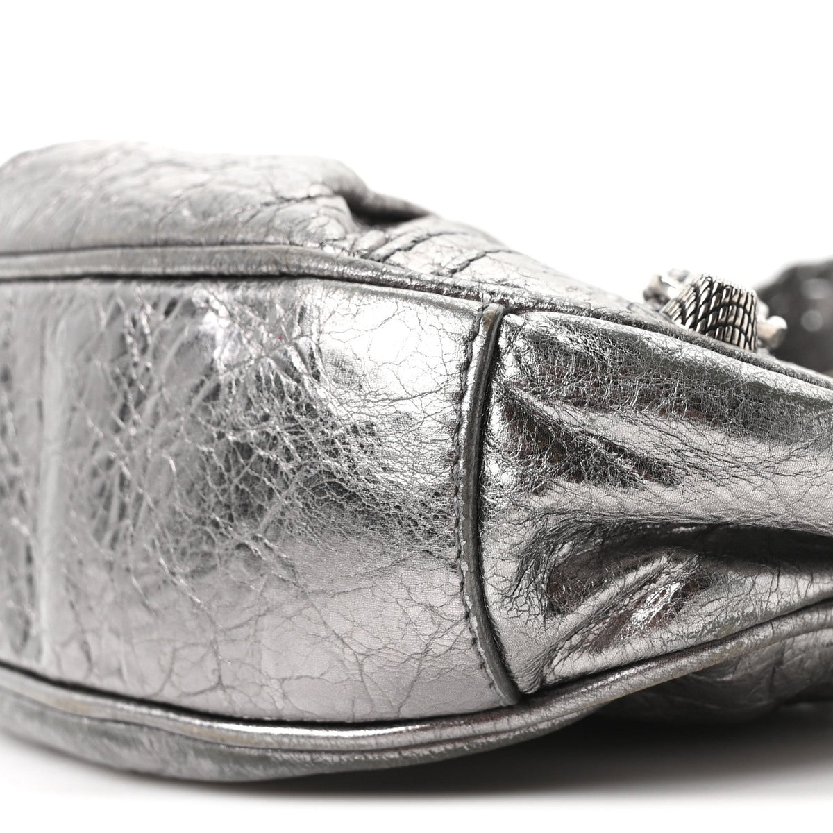 Metallic Agneau Arena Le Cagole Shoulder Bag XS Silver