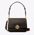 NWT Tory Burch Leather Flap Medium Shoulder Bag In Gold/Black