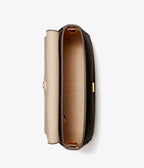 NWT Tory Burch Leather Flap Medium Shoulder Bag In Gold/Black