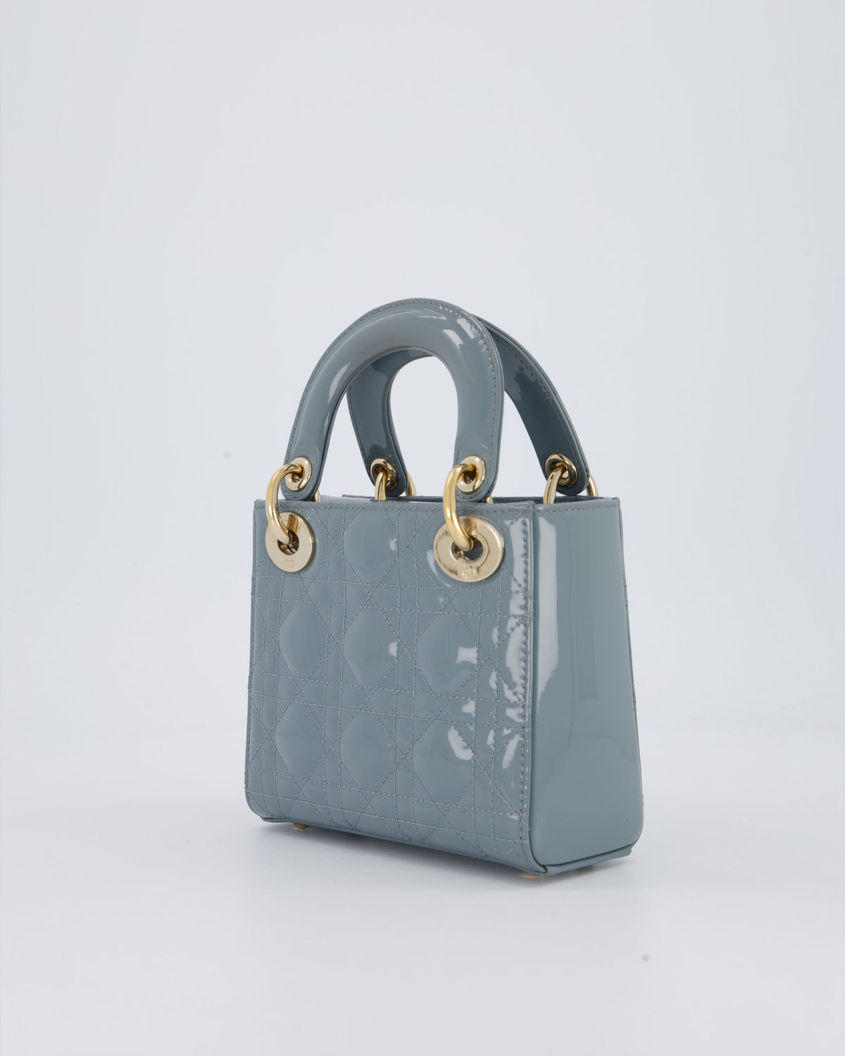 Christian Dior Cloudy Blue Mini Lady Dior Bag in Patent Leather With Gold Hardware