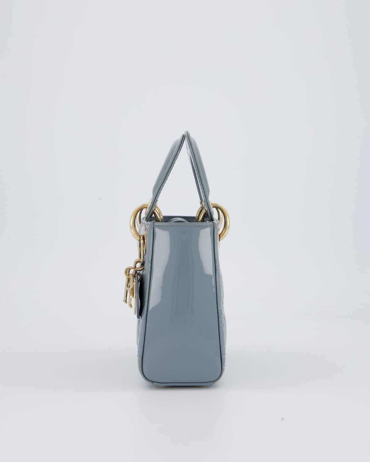 Christian Dior Cloudy Blue Mini Lady Dior Bag in Patent Leather With Gold Hardware