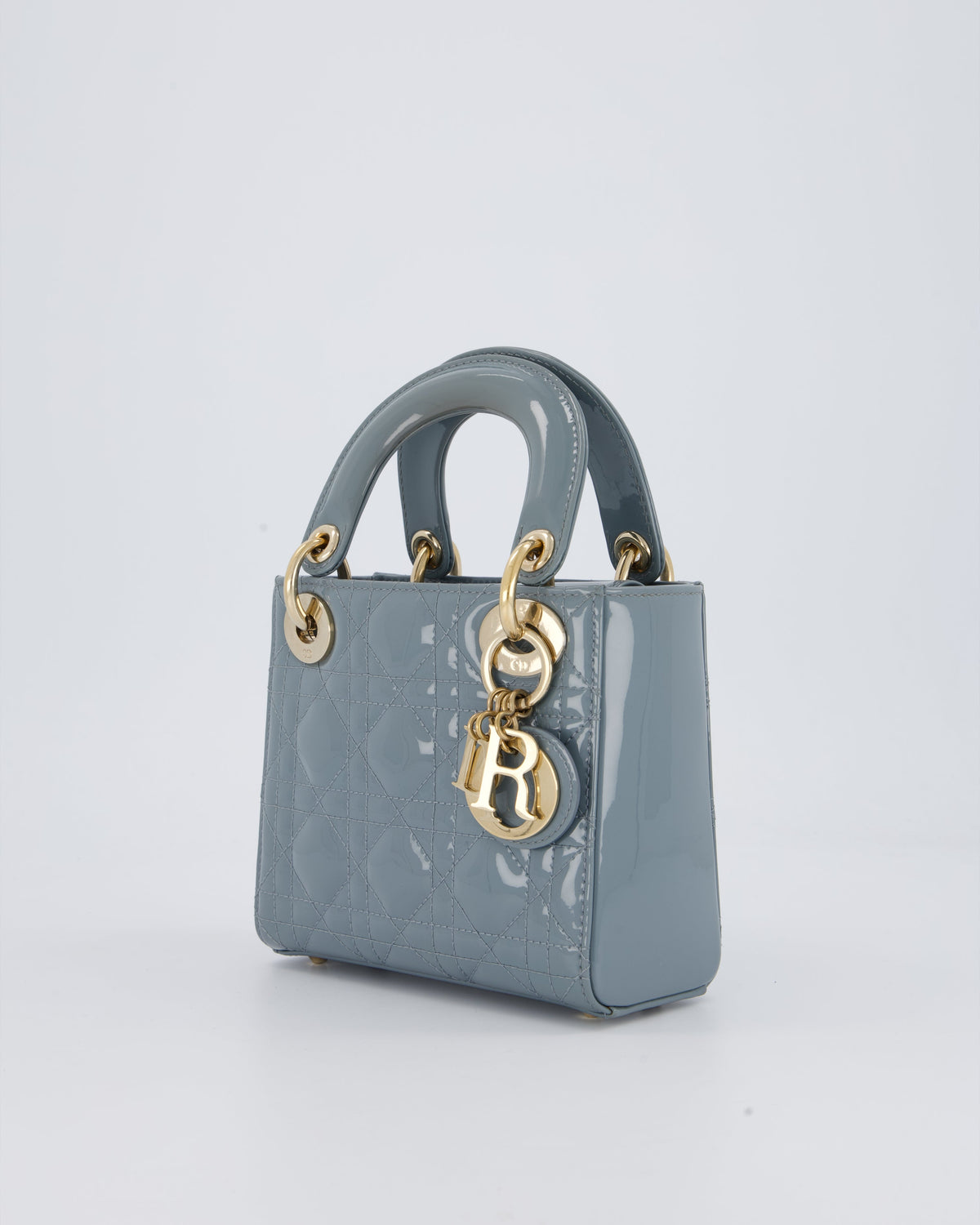 Christian Dior Cloudy Blue Mini Lady Dior Bag in Patent Leather With Gold Hardware