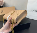 Saint Laurent ENVELOPE MEDIUM IN QUILTED GRAIN DE POUDRE EMBOSSED LEATHER