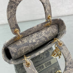 Christian Dior Medium Lady D-Lite Bag - Grey Toile de Jouy Reverse Embroidery