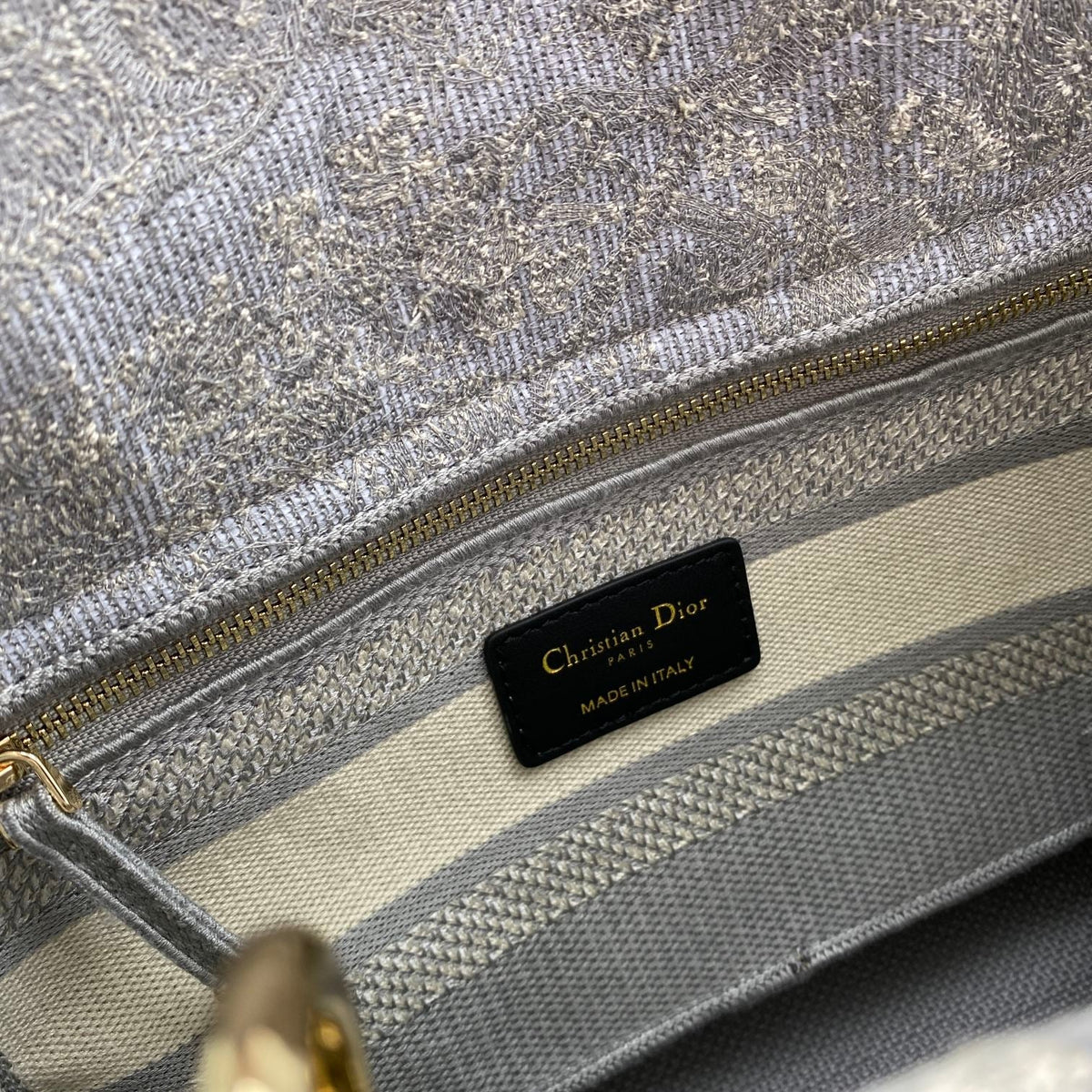 Christian Dior Medium Lady D-Lite Bag - Grey Toile de Jouy Reverse Embroidery