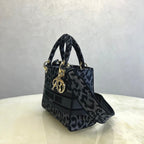 Dior Grey Leopard Print Canvas Mini Handbag with Shoulder Strap