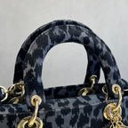 Dior Grey Leopard Print Canvas Mini Handbag with Shoulder Strap