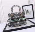 Dior Luxury Floral Butterfly Embroidered Handbag with Top Handle