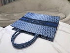 Dior Vintage Blue Monogram Jacquard Tote Bag Large Travel Handbag