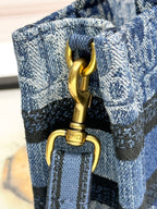 Dior Casual Blue Denim Monogram Tote Bag with Crossbody Strap