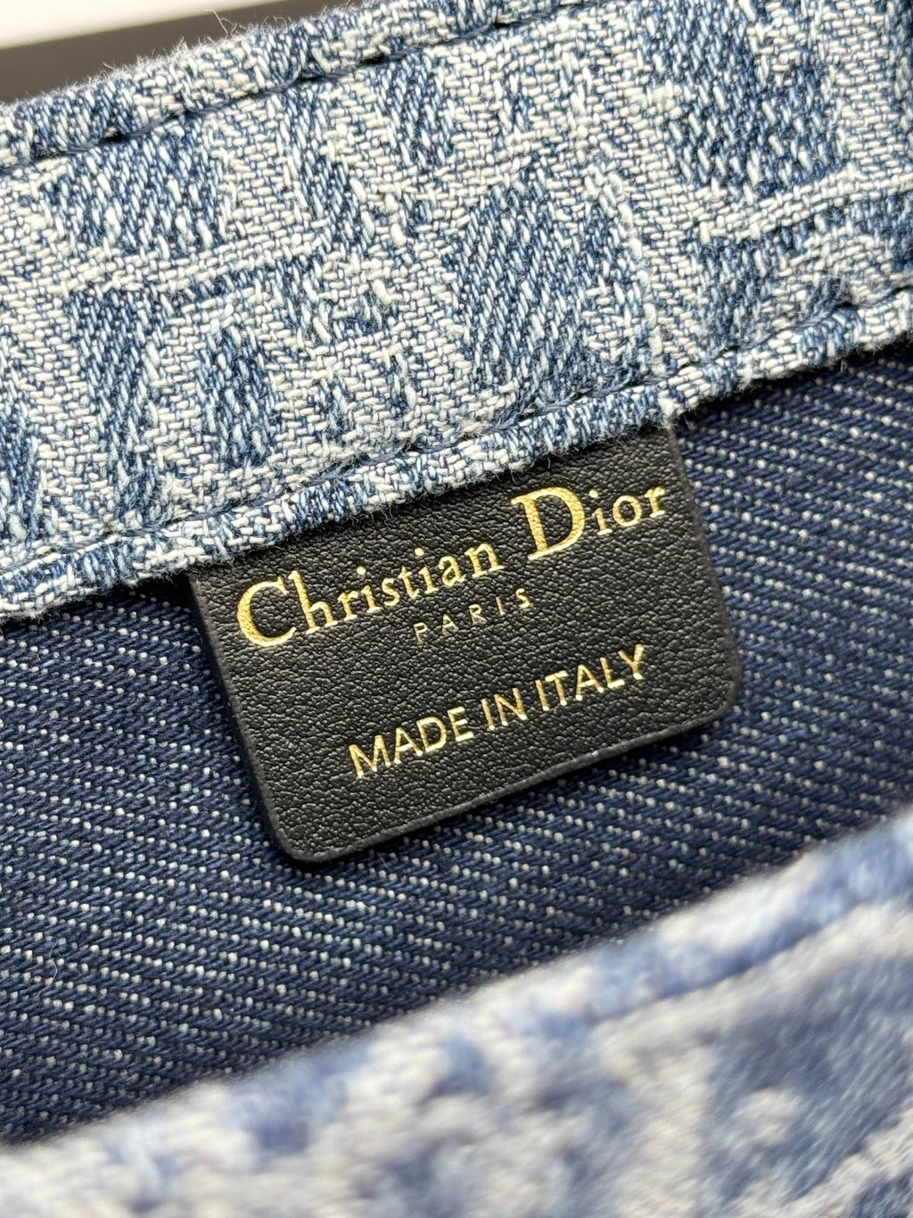 Dior Casual Blue Denim Monogram Tote Bag with Crossbody Strap