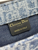 Dior Casual Blue Denim Monogram Tote Bag with Crossbody Strap