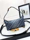 Dior Classic Blue Monogram Canvas Baguette Shoulder Bag with Strap