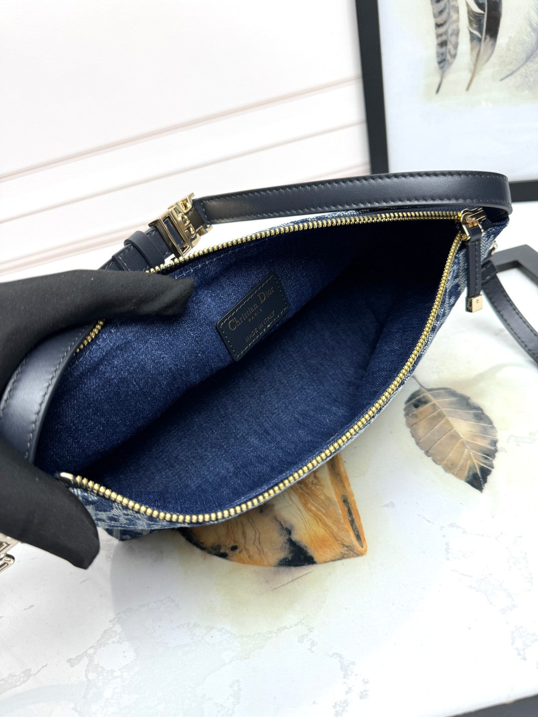 Dior Classic Blue Monogram Canvas Baguette Shoulder Bag with Strap