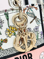 Dior Elegant Floral Embroidered Canvas Handbag with Shoulder Strap