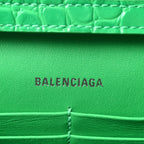 Shiny Calfskin Crocodile Embossed Hourglass Chain Bag Vivid Green