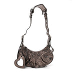 Metallic Agneau Arena Le Cagole Shoulder Bag XS Dark Bronze