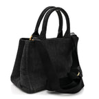Prada Denim Small Logo Tote Black