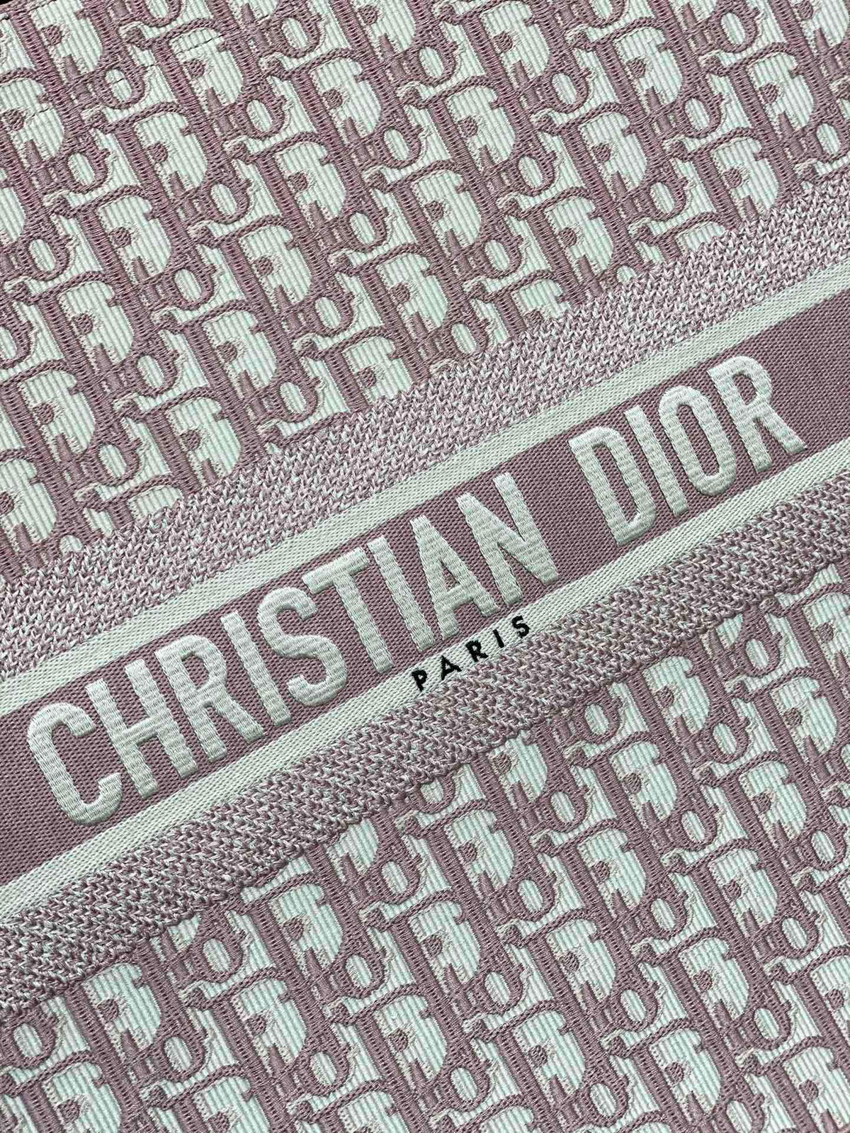 Dior Dusty Pink Monogram Canvas Tote Bag Structured Top Handle Handbag