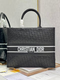 Dior Black Embossed Monogram Square Tote Bag with Top Handles