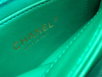 Chanel Green Quilted Mini Flap Bag with Gold-Tone Chunky Chain Handle