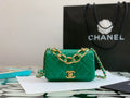 Chanel Green Quilted Mini Flap Bag with Gold-Tone Chunky Chain Handle