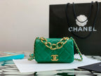 Chanel Green Quilted Mini Flap Bag with Gold-Tone Chunky Chain Handle