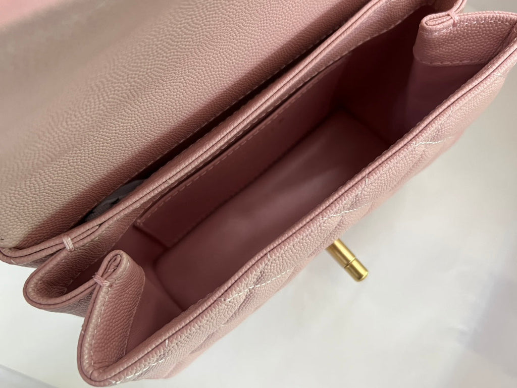 Chanel Small Flap Bag with Top Handle - Pink Quilted Lambskin with Gold-Tone Hardware