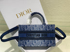 Dior Blue Monogram Canvas Mini Tote Bag with Shoulder Strap
