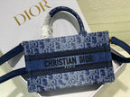 Dior Blue Monogram Canvas Mini Tote Bag with Shoulder Strap