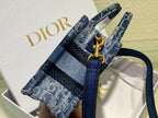 Dior Blue Monogram Canvas Mini Tote Bag with Shoulder Strap