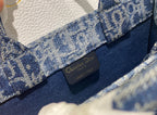 Dior Blue Monogram Canvas Mini Tote Bag with Shoulder Strap