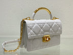 Dior Elegant White Quilted Leather Handbag with Gold Chain Strap