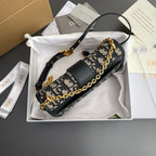Dior 30 Montaigne East-West Bag with Chain Blue Dior Oblique Jacquard