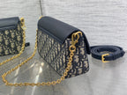 Dior Classic Navy Blue Monogram Canvas Crossbody Shoulder Bag