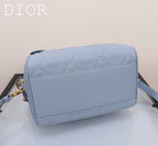 Dior Light Blue Quilted Leather Duffle Bag with Crossbody Strap