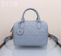 Dior Light Blue Quilted Leather Duffle Bag with Crossbody Strap