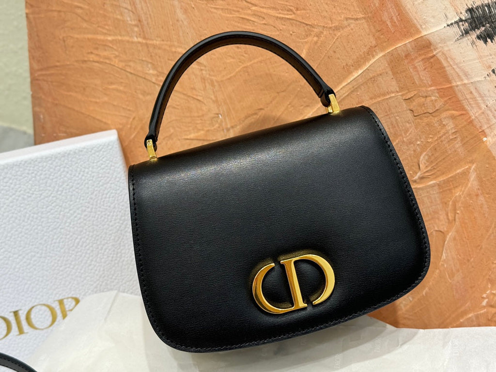 Christian Dior Small Bobby Bag in Black Box Calfskin with Gold Hardware