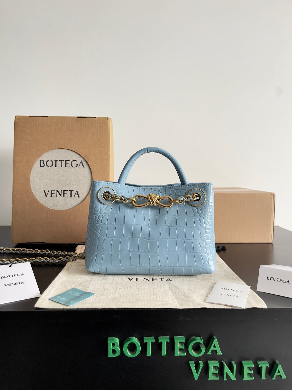 Bottega Veneta Light Blue & Blue Chain Bag