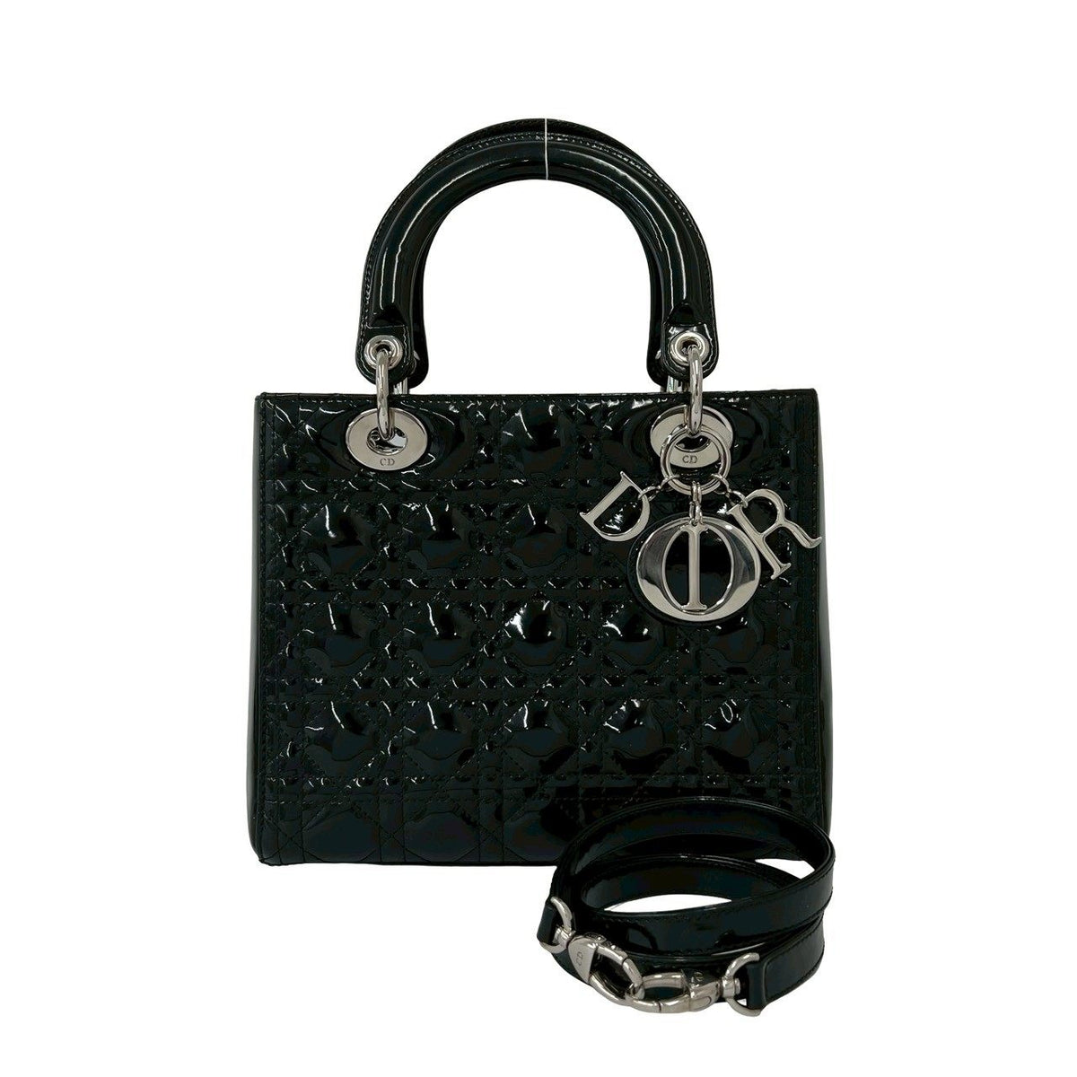 Christian Dior Lady Dior Patent Leather 2way Shoulder Bag