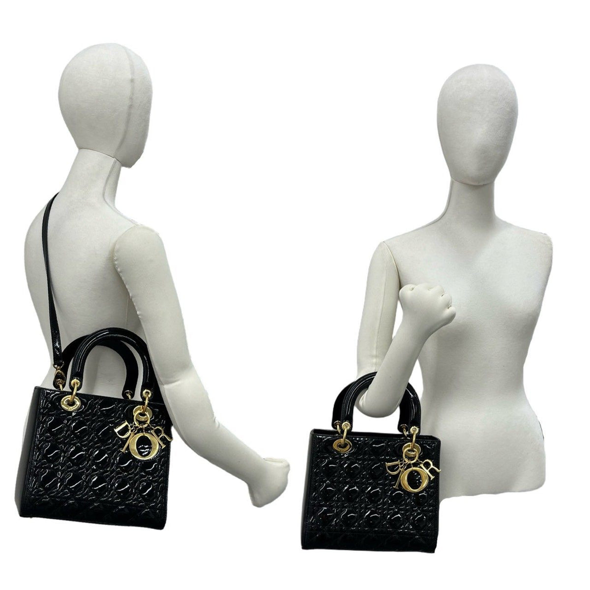 Christian Dior Lady Dior Patent Leather 2way Shoulder Bag